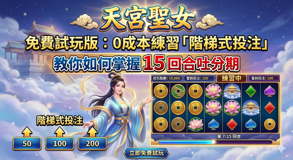 天宮聖女免費試玩版：0成本練習「階梯式投注」，教你如何掌握15回合吐分期