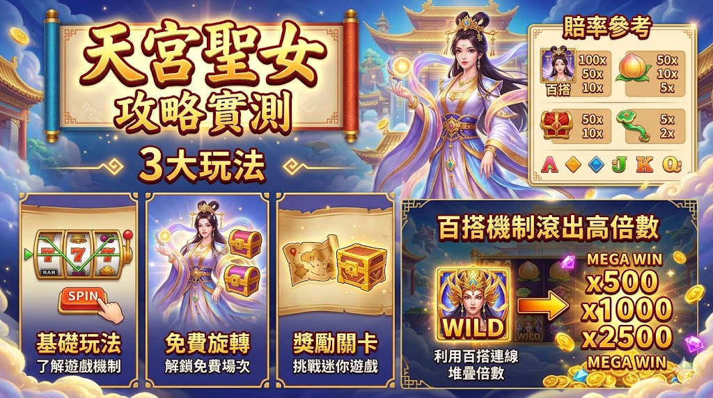 天宮聖女攻略實測：掌握3大玩法與賠率表，教你如何利用百搭機制滾出高倍數！