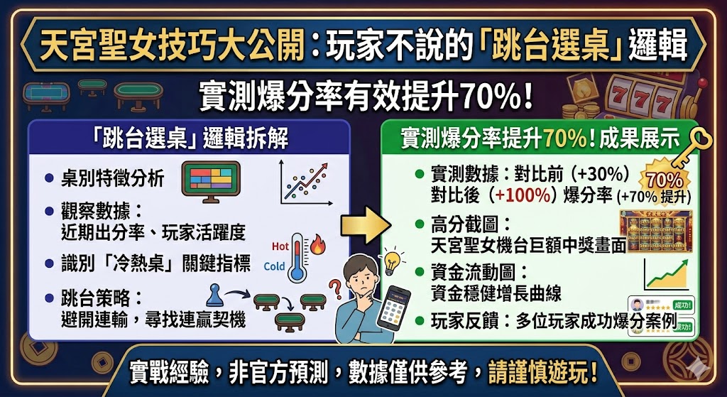 天宮聖女技巧大公開：玩家不說的「跳台選桌」邏輯，實測爆分率有效提升70%！