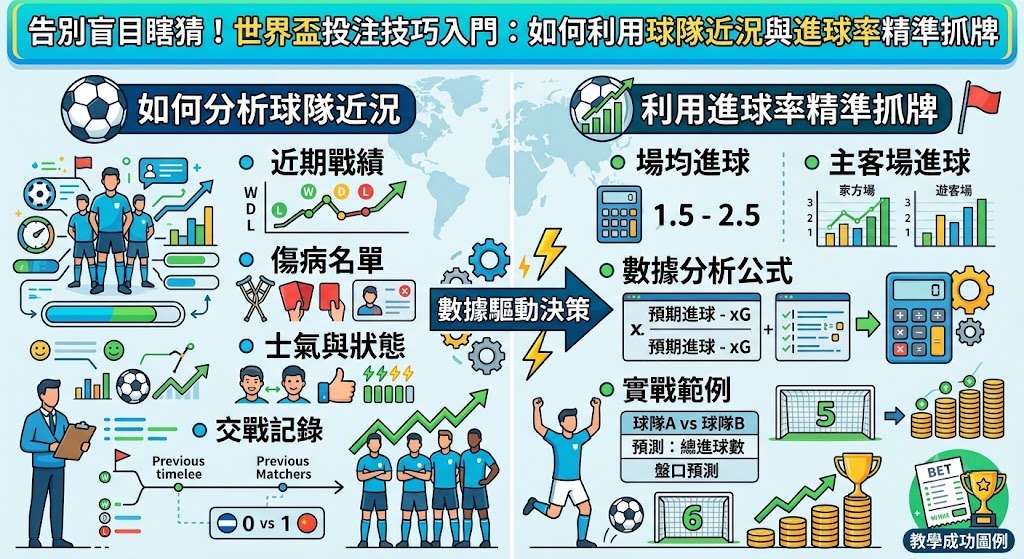 世界盃投注技巧入門:如何利用球隊近況與進球率精準抓牌 世界盃投注技巧入門:如何利用球隊近況與進球率精準抓牌