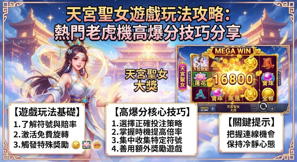 解鎖天宮聖女最高爆分秘訣!立即掌握熱門老虎機高勝率技巧 解鎖天宮聖女最高爆分秘訣!立即掌握熱門老虎機高勝率技巧