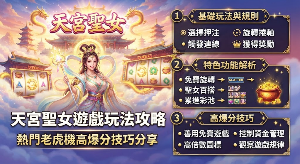 解鎖天宮聖女最高爆分秘訣!立即掌握熱門老虎機高勝率技巧 解鎖天宮聖女最高爆分秘訣!立即掌握熱門老虎機高勝率技巧